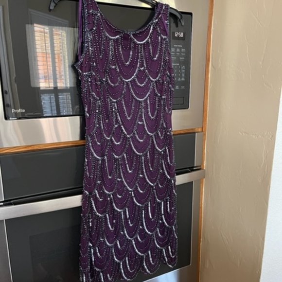 Pissaro Nights Purple Beaded Dress 2P - Picture 1 of 3